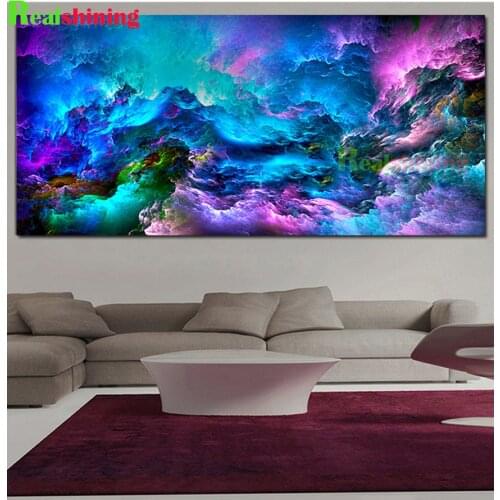 Large Watercolor Landscape Diamond painting wave full square round mosaic diamond embroidery abstract Clouds home decor N2094