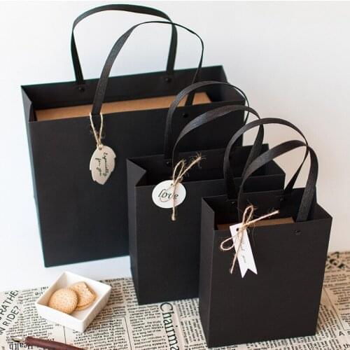 1pc Black Simple Business Tote Bag Clothing Rivet Gift Bag Gift Box Birthday Packaging Bag Without tag ribbon