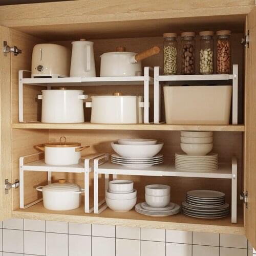 Double Layer Kitchen Storage Rack Shelf Organizer Spice Dish Rack Closet Desk Organizer Adjustable Metal Cabinet Holders