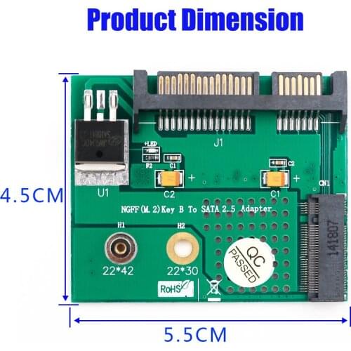 NGFF(M.2) Key B SSD to SATA 2.5’’ Adapter Card