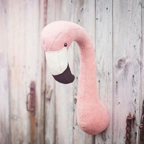 Kawaii Wool felt flamingo wall decor childrens room wall hanging kids' Plush Toy stuffed doll for babies christmas present gift