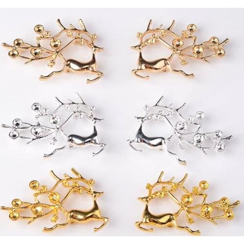 10 PCS 48*30mm Fashion Metal Alloy Deer Gold Silver Color KC Gold Tone Deer Connectors Charm For Jewelry Making