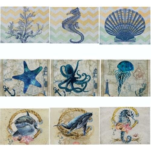 Sea Animal Table Mat Creative Turtle Octopus Shark Pattern Table Napkin For Wedding Kitchen Decor Placemat Dining Accessories