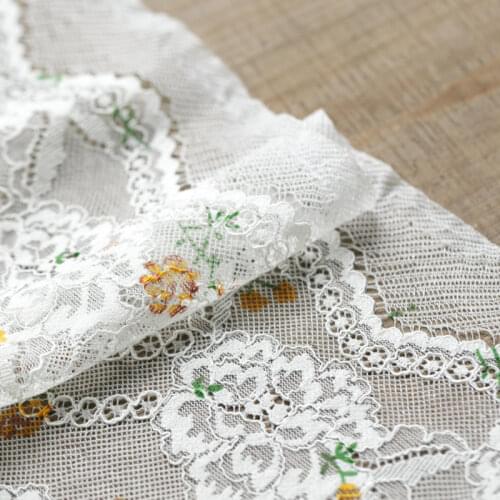 1meter Lace fabric printed net yarn clothing fabric dress bottoming cheongsam fabric white light and soft