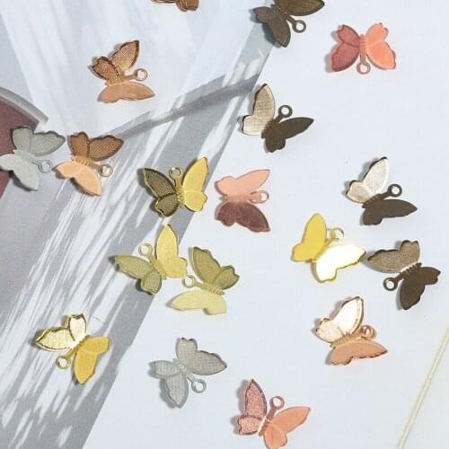 50pcs/lot opper Brass Butterfly Pendant Charms For Necklace Bracelet Earrings Butterfly Jewelry Making Findings Accessories