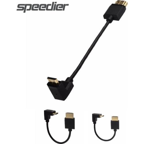 Mini HDMI-Compatible to Standard Cable, Compatible-HDMI Cable Mini C Type , Ultra-Thin Right Angled 90 Degree Mini 15cm/6 inch