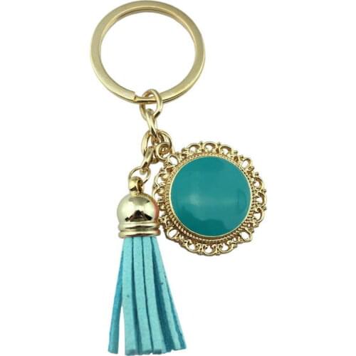Monogram Enamel Blank Tassel Keychain ZWPON Fashion Women Bag Accessories Charm Jewelry Key Rings