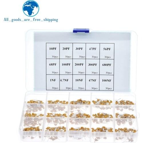 450pcs 15 Value Ceramic Capacitor Set 50v Multi-layer Assortment Box 10pf To 100nf Electronic Components Capacitor Kit 024
