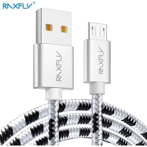 RAXFLY 2A Nylon Braid Micro USB Cable For Samsung Xiaomi Huawei 2A Fast Charging Cable Mobile Phone Microusb Data Cable Cabo