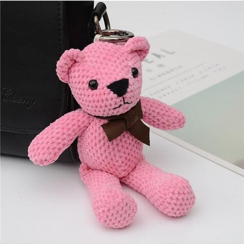 New Cloth Vintage Keychain Key Rings Fashion Pendant Teddy Bear Cute Cartoon Car Bag Accessories Charm Ornament EH837