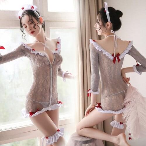 New Nurse Costume Cosplay Sexy Lingerie Hot Erotic For Women Tempt Enfermera Set Fantasias Uniform Front zipper Dress Cotton Set