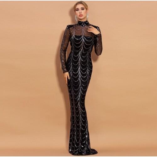 Prom Dresses Women Black Sequins Tail See Through Stripe Dress Evening Party Dresses Wedding Guest Dresses Dance Queen Dresses