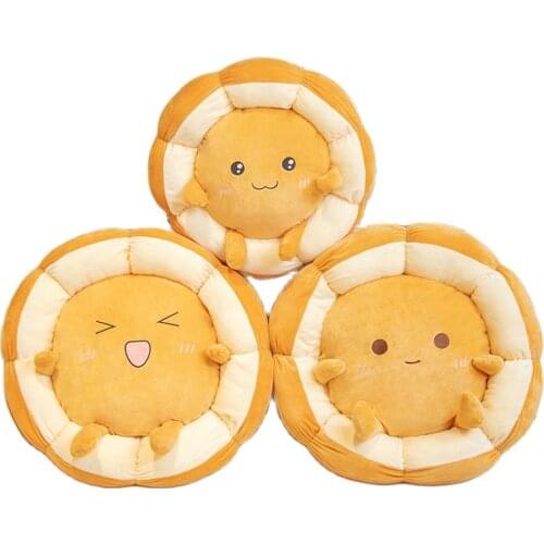 40/50cm Cute oast Bread Chair Cushion Stuffed Soft Smile Cute Express Bread Food Waist Cushion Seat Pillow Pet Puppy Cat Nest