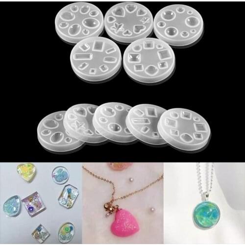 Crystal Epoxy Half Ball/Flat Round Oblat Cabochon Pendant Mould Resin Silicone Casting Mould for DIY Jewelry Making Supplies