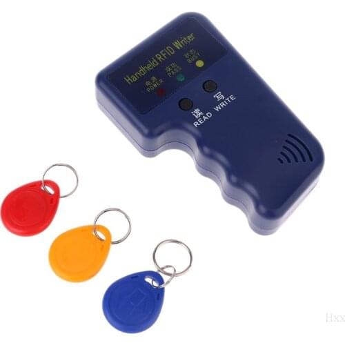 Hiqh quality Handheld 125KHz RFID Duplicator Copier Writer Programmer Reader + Keys EM4305 T5577 Rewritable ID Keyfobs Tags Card