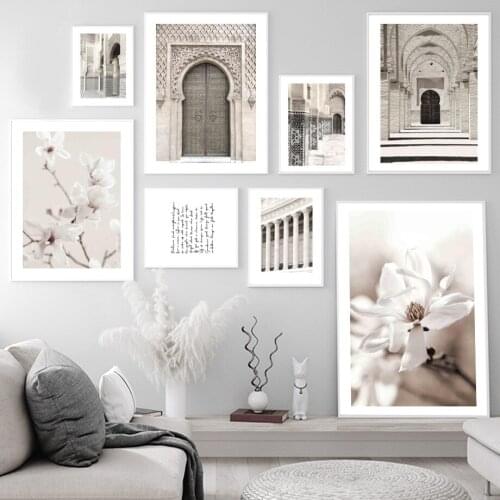 Magnolia Flower Morocco Corridor Islam Wall Art Canvas Painting Nordic Posters And Prints Wall Pictures For Living Room Decor