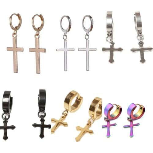 Cross Drop Statement Earrings For Women Men New Fashion Vintage Goth Chain 2021 Trend Pendant Unusual Earings Party Punk Jewelry