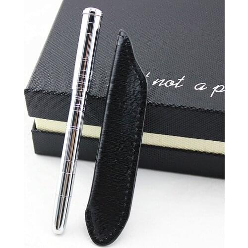 Luxury Metal Ballpoint Pen Concise Business Office Writing Roller Ball Pens For Gifts School Supplies Stationery leather Pen bag