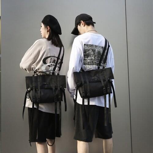 Korean Fashion Mens travel bag Large shoulder bags for men Multi straps black messenger bag Cool big size Couple Cross bag