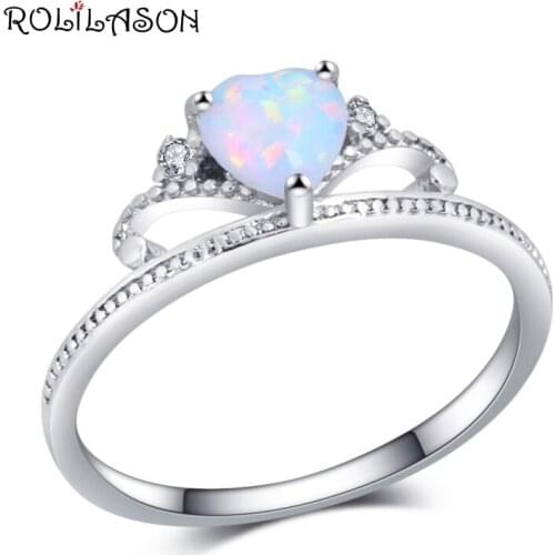 Heart shape Hot Sale Gifts for Friends white Fire Opal Excellent silver colorRings Fashion Jewelry OR928