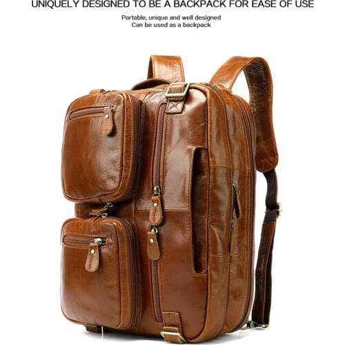 Large Capacity Laptop Cowhide Handbags Men Genuine Leather Backpack Bag Mens Shoulder Bag For Macbook Air 15 Acer Sony Matebook