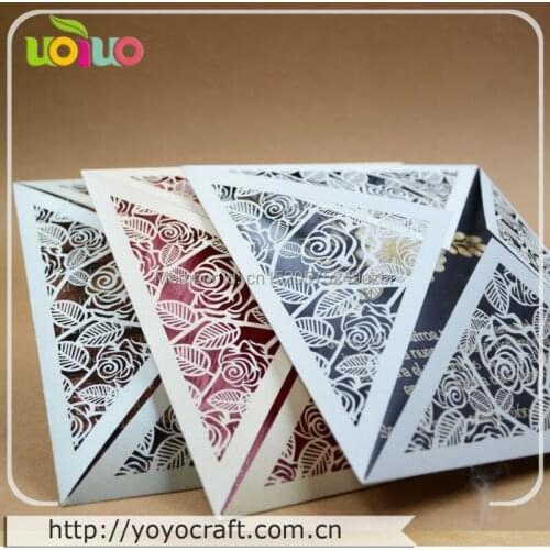 High quality wedding and party decoration romantic laser cut rose wedding invitation cards with envelop personalized logo