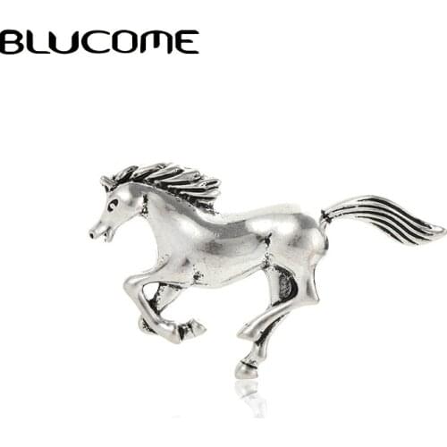 Blucome Trendy Vintage Horse Brooch Pins Jewelry Womens Children Clothing Backpack Scarf Suit Animal Constellation Badge Gifts