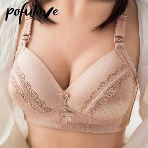 Plus Size Bra Women Push Up Bra Floral Wireless Underwear Seamless Bralette for Big Breasts C D Thin Cup Brassiere Female Pink