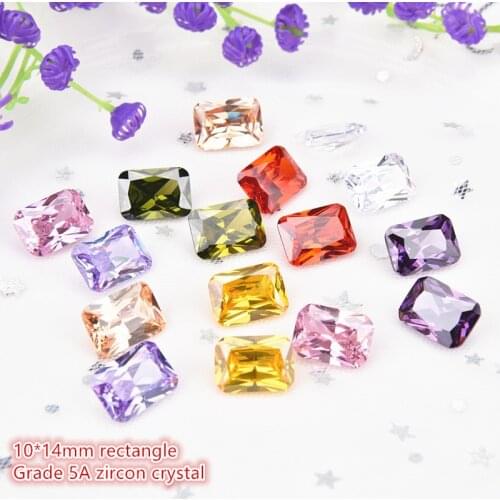10*14Mm Color Zircon High Quality Delicate Rectangular Rhinestone Diy Wedding Dress Bridal Ornaments Decorations Loose Diamond