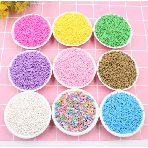 100g/Lot Polymer Soft Clay Soft Cylindrical Candy Sprinkles for Delicious Cake Decoration DIY Crafts