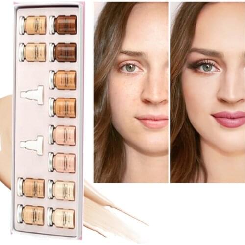 12 vials Korean Makeup Dermawhite BB Cream Base Behandling Starter Kit Stayve Liquid Foundation For Skin Whitening Brightening