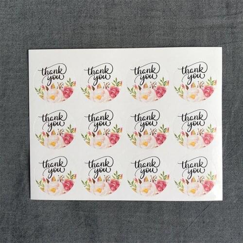 120PCS Flower Round Thank You Handmade Cake Packaging Sealing Label Kraft Sticker Baking DIY Gift Stickers