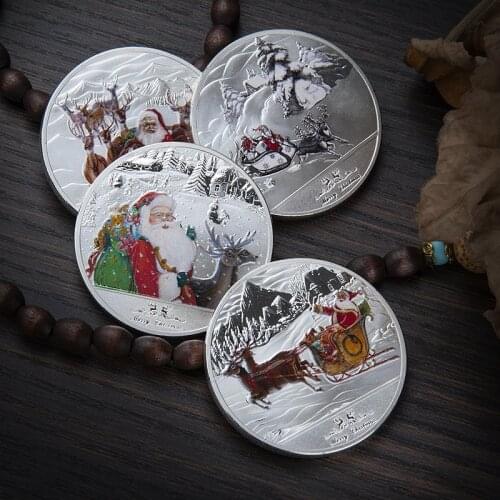 2021 Colour Christmas Santa Claus Commemorative Coin Souvenir Collectible Art