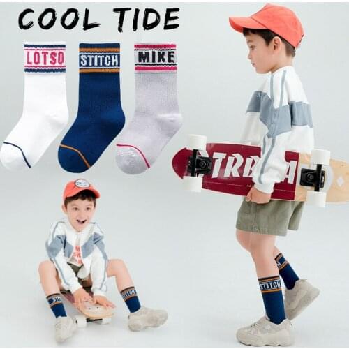 3 Pair/lot Kids socks cotton made Girls Boys Mid Socks Hip hop dance sports pattern for Spring and Autumn Student Socks