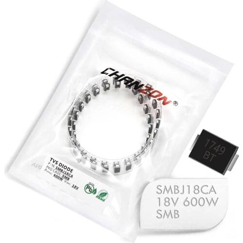 50 Pcs) SMD TVS Diodes SMBJ18CA SMBJ18 600W 18V SMB (DO-214AA) Bidirectional Channel 600 Watt 18 Volt