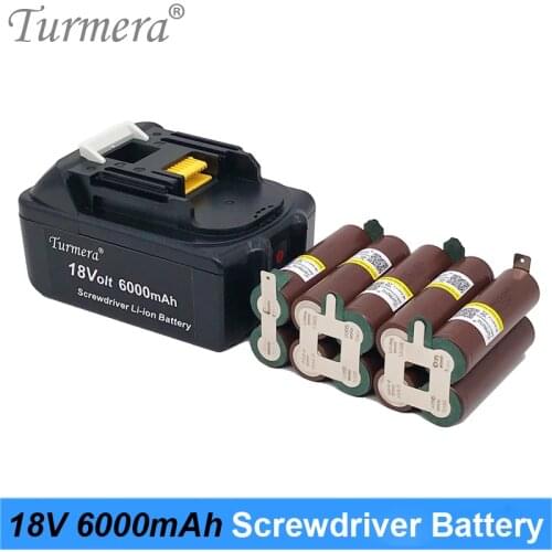 Turmera 18V 6000mAh Screwdriver Battery TUR18650HG2 3000mAh 30A Reachargeable Lithium Battery Cell with 5S BMS for Drill Motor