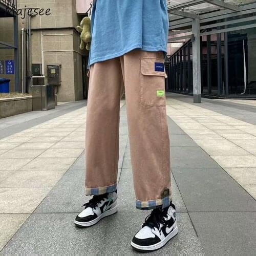 Casual Pants Men High Street Design Pockets Cargo Pant All-match Ankle-length Trousers Handsome Drawstring Chic Male Bottoms Ins