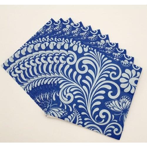 20PCS/set Printed butterfly Flowers Plants Paper Napkins Party Tissues For Wedding Or Kids Birthday Party Decoration Supplies