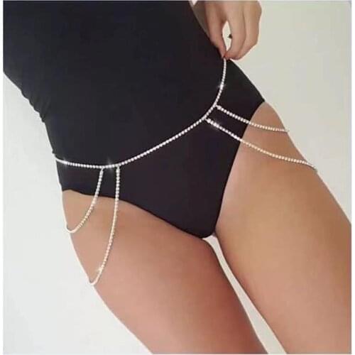 Womens sexy Rhinestone Crystal waist chain beach bikini accessories thigh chain sexy shining body jewelry accessories gift
