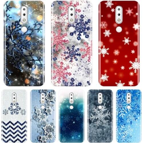 TPU For Nokia 7.1 6.1 5.1 3.1 2.1 Phone Case Silicone Red Snowflake Christmas Soft Back Cover For Nokia 7.1 6.1 5.1 3.1 2.1 Plus