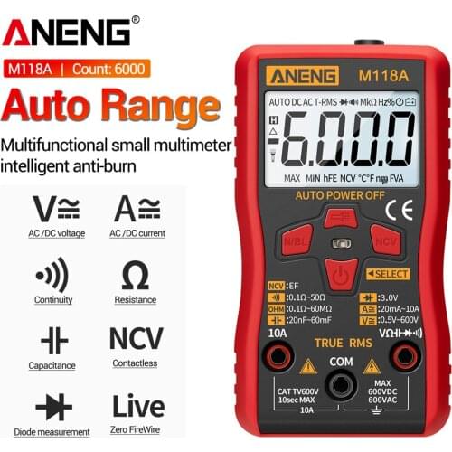 ANENG M118A Auto Ranging Digital Multimeter High-Accuracy TRMS 6000 Counts Voltage Current Ohm Capacitance Diode Multi Tester