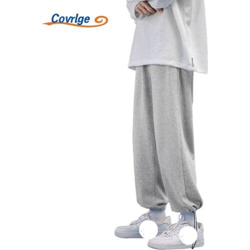Covrlge Sweatpantsins Trendy Solid Color Wide Tube Non-elastic Lantern Mid-waist Corset Comfortable Breathable Sweatpants MKY007