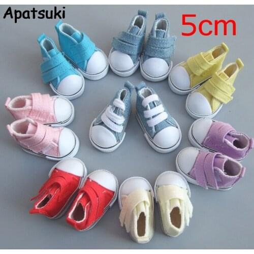 5cm Denim Sneakers Shoes For Russian Doll Canvas Shoes For BJD Doll Mini Toy Shoes 1/6 Doll Accessories Kids Toy