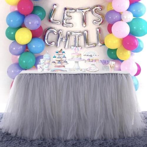 Tulle tutu Table Skirt tablecloth 100cm Length 80cm Height Wedding Baby Shower Party Decoration Tableshirt tableware decoration