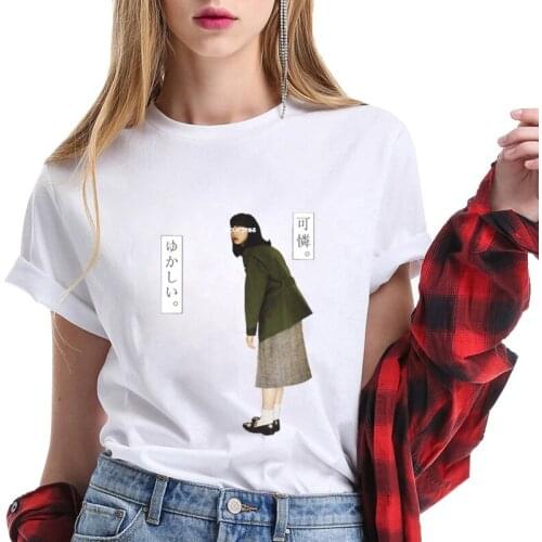 Hip Hop Streetwear Harajuku Girl Japanese Kanji Print T-Shirt 2021 Men Summer Short Sleeve Clothing Loose Tops Tees