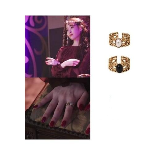 2colors Opening Rings Korea IU same Del luna hotel drama Lee personality Rings Fashion Simple for girls gift crystal jewelry