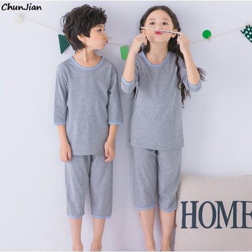 Summer New Boys Girls Korean Pajamas Sets Childrens Sleepwear Girls Summer Clothes Homewear Summer Pajama Girls Teens Pajamas