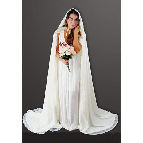 Cathedral Length Bridal Wraps with Hat Jackets Boleros White Ivory Women Bridal Accessories Brides Cloaks Wedding Capes Shawls