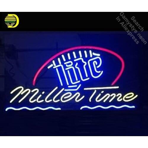 Its Miller Time Miller Lite Football Neon Sign Neon Bulb Sign Light Room Recreation Glass Tube Handcraft Affiche indoor lamps