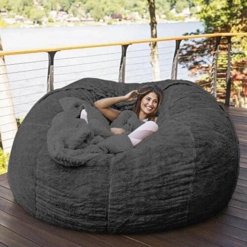 New style giant bean bag sofa cover soft and comfortable fluffy fur bean bag sofa bed lazy sofa recliner cushion cover